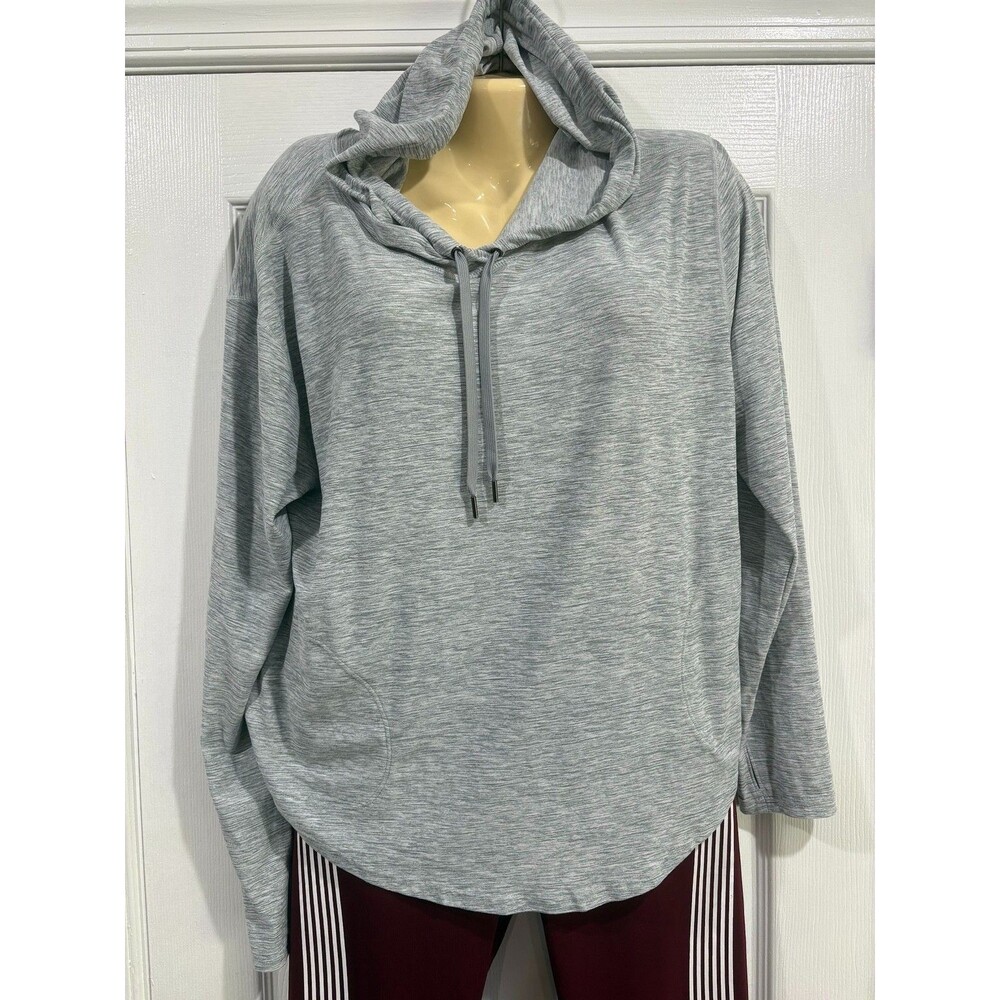 Old Navy Active Breathe On Womens L Gray Hooded Pullover Athletic Top Hoodie
